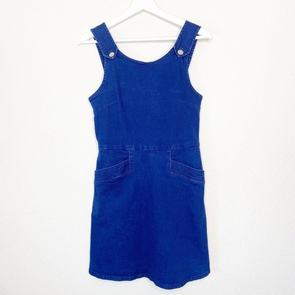 Oasis Denim Overall Pocketed Dress Sz 10 - Picture 2 of 10